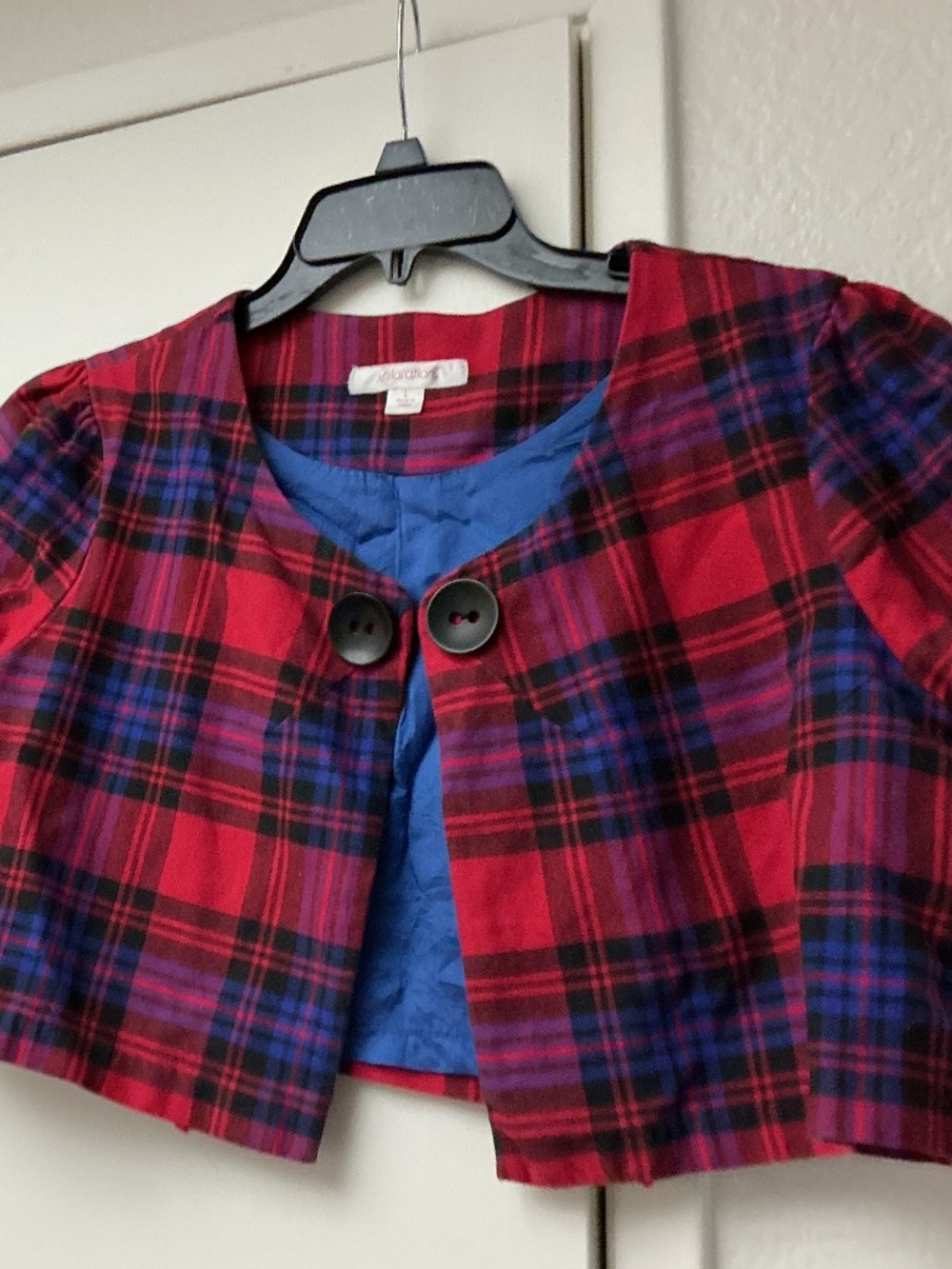 Short babydoll style jacket flannel striped